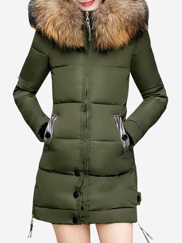 Casual Fur Collar Women Thick Coats-Newchic-