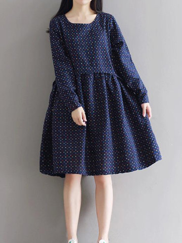 Casual Loose Printed Mini Dresses-Newchic-