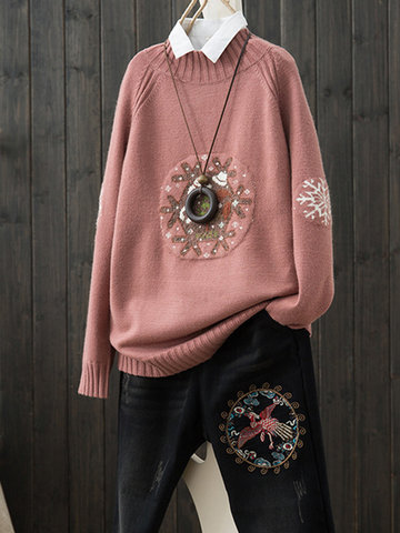 Casual Snowflake Sweaters For Women-Newchic-