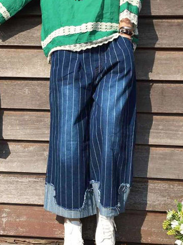 Casual Striped Patchwork Women Pants-Newchic-