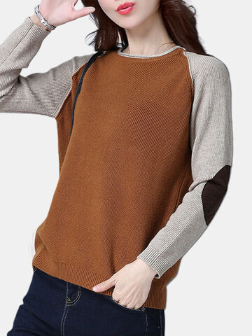 Casual Women Color Contrast Sweater-Newchic-