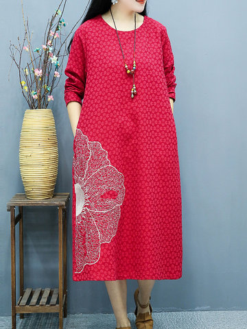 Casual Women Embroidery Loose Dresses-Newchic-