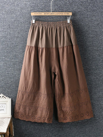 Casual Women Hollow Out Wide Leg Pants-Newchic-