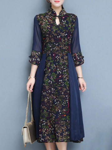 Chinese Style Printed Women Dresses-Newchic-