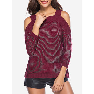 Cold Shoulder Women Sweaters-Newchic-