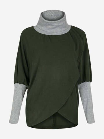 Cross Wrap Turtleneck Women Sweatshirts-Newchic-