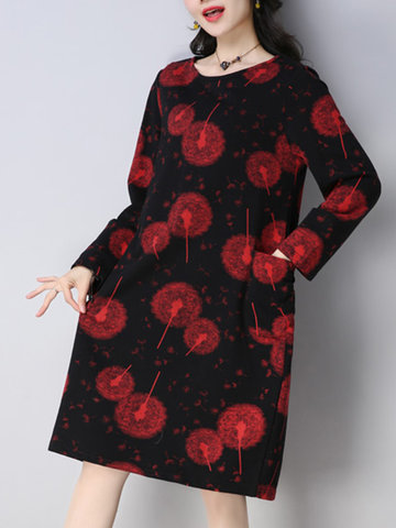 Dandelion Print Dresses For Women-Newchic-
