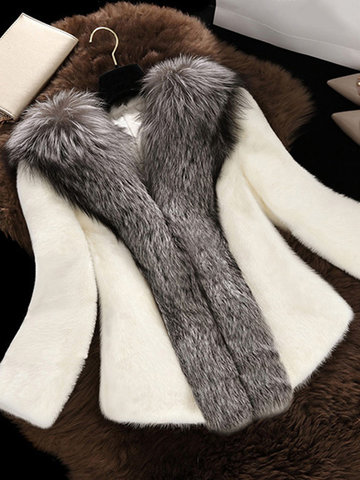 Elegant Faux Fur Patchwork Women Coats-Newchic-