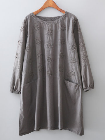 Elegant Women Loose Embroidery Dresses-Newchic-