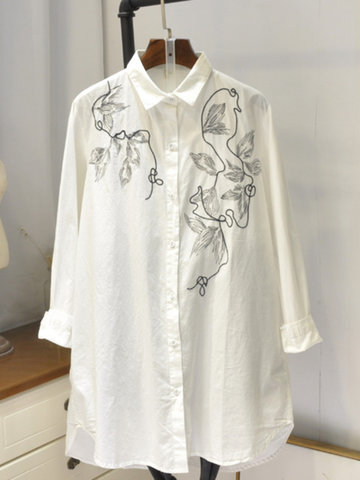 Embroidery Irregular Women Blouses-Newchic-