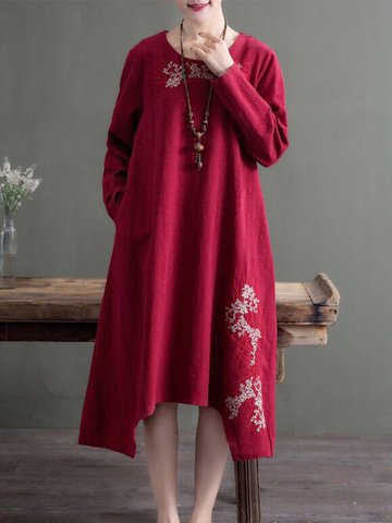 Ethnic Ebroidery Asymmetrical Dresses-Newchic-