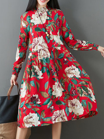 Ethnic Floral Print Women Dresses-Newchic-