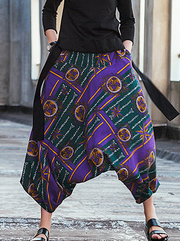 Ethnic Print Irregular Women Harem Pants-Newchic-