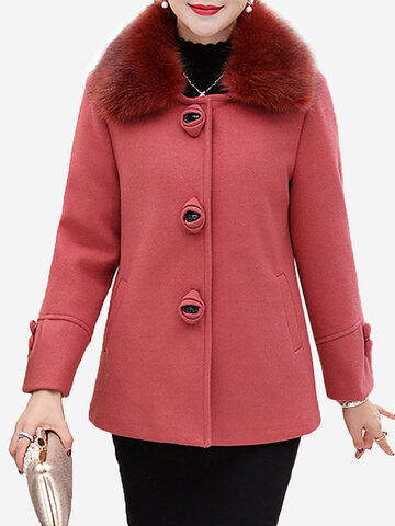 Faux Fur Collar Thicken Women Coats-Newchic-