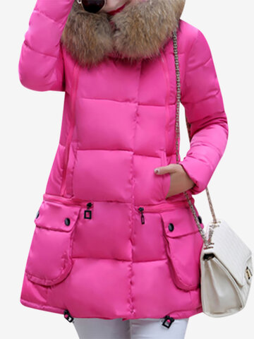 Faux Fur Hooded Women Puffer Coats-Newchic-