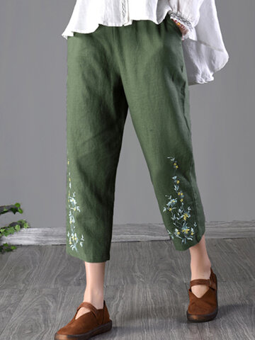 Floral Embroidery Pants For Women-Newchic-