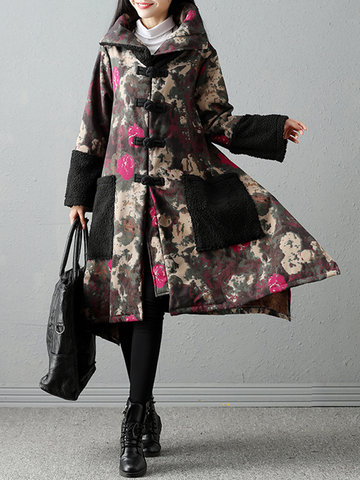 Folk Style Printed Women Thick Coats-Newchic-