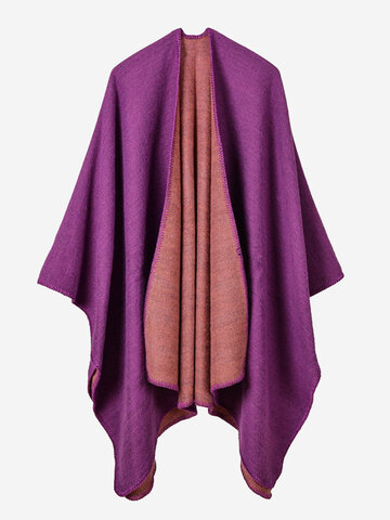 Irregular Contrast Color Women Cloak Coats-Newchic-