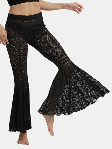 Lace Hollow Women Bell-bottoms Pants-Newchic-