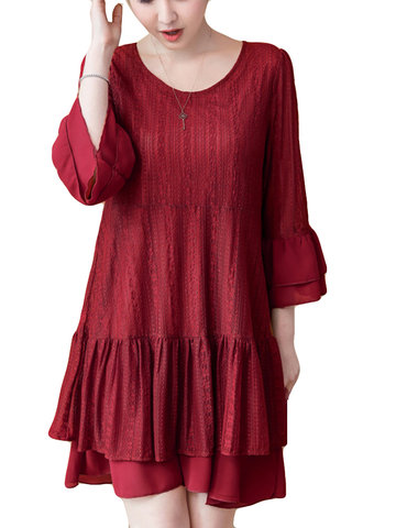 Lace Horn Sleeve Women Dresses-Newchic-