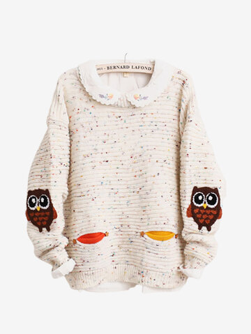 Owl Pattern Women Sweaters-Newchic-