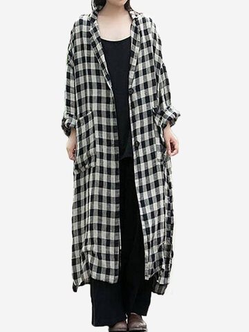 Plaid Print Irregular Women Coats-Newchic-