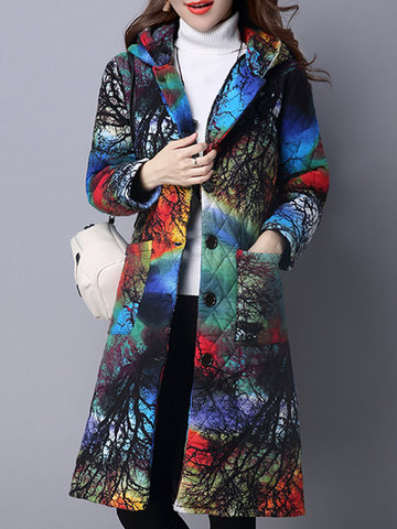 Plaid Print Thicken Hooded Women Coat-Newchic-