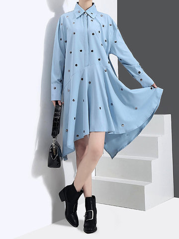 Polka Dot Print Asymmetrical Women Dresses-Newchic-