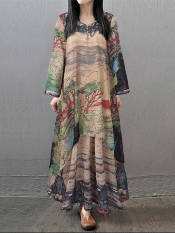 Print Layered Women Maxi Dresses-Newchic-