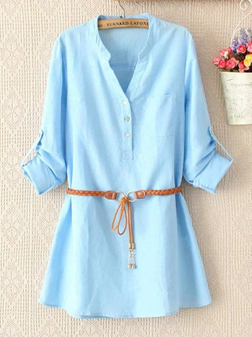 Pure Color Loose Women Dresses-Newchic-
