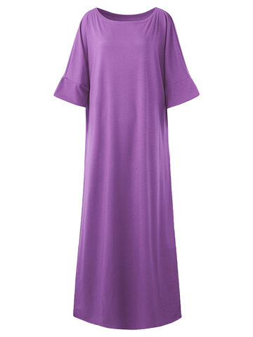 Pure Color Splited Women Dresses-Newchic-