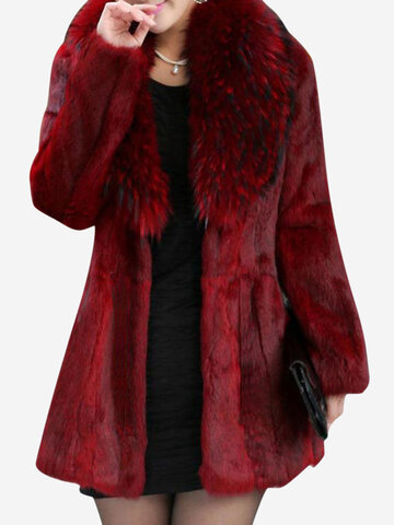 Solid Color Women Faux Fur Coats-Newchic-