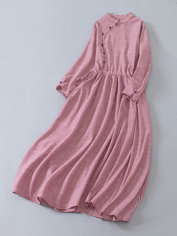 Stripe Drawstring Waist Dresses-Newchic-