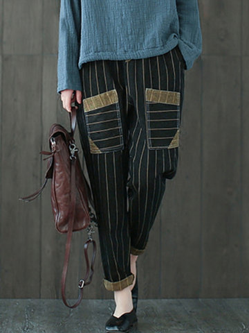Stripe Patchwork Denim For Women-Newchic-