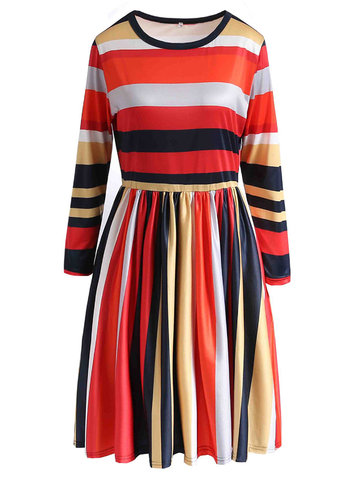 Stripe Pockets Women Dresses-Newchic-