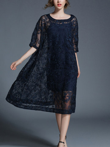 TangJie Sexy Lace Hollowed Out Two Pieces Women Dresses-Newchic-