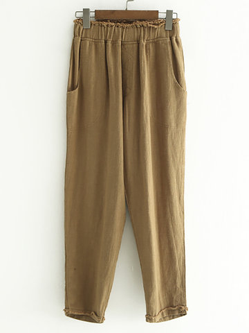Vintage Elastic Waist Pants-Newchic-