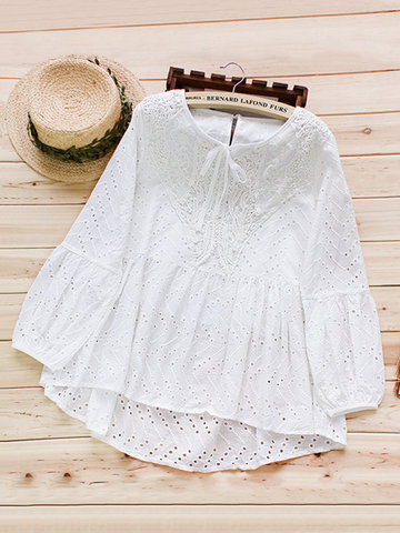 Vintage Embroidered Drawstring Blouses-Newchic-