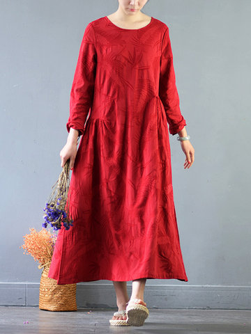 Vintage Jacquard Loose Women Dresses-Newchic-