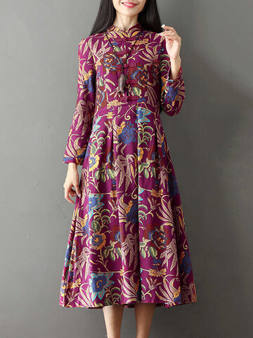 Vintage Printed Women Dresses-Newchic-