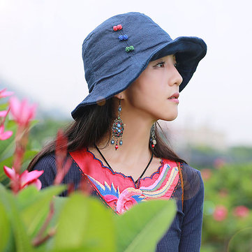 Women Ethnic Breathable Sunshade Bucket Caps-Newchic-